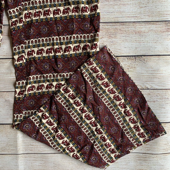 Melissa | Burgundy Elephant Tribal Print Pant - Picture 3 of 6